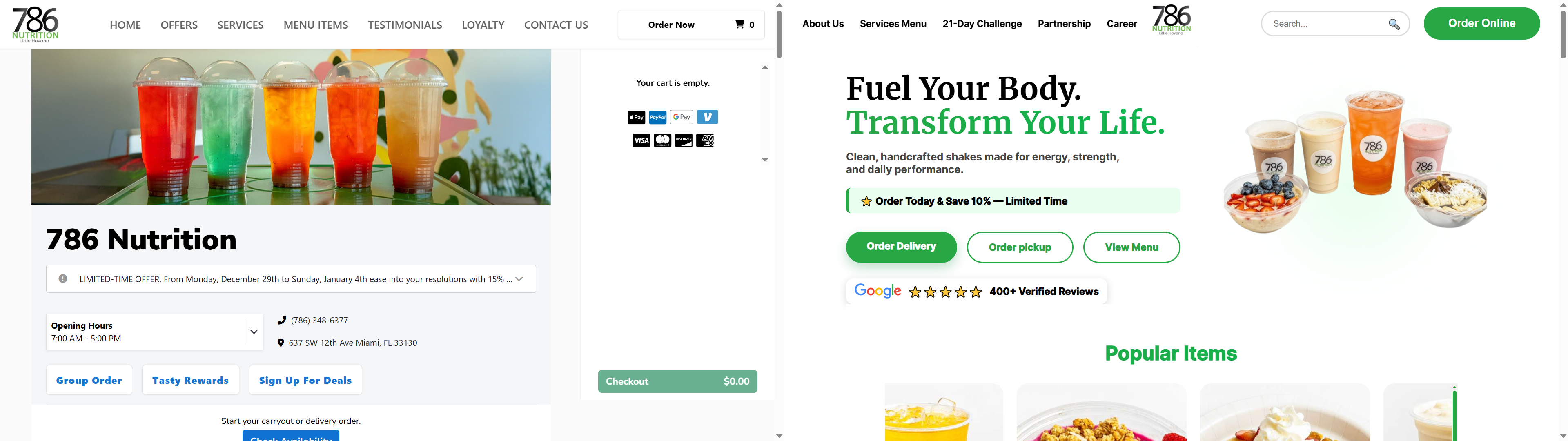 786 Nutrition before & after redesign